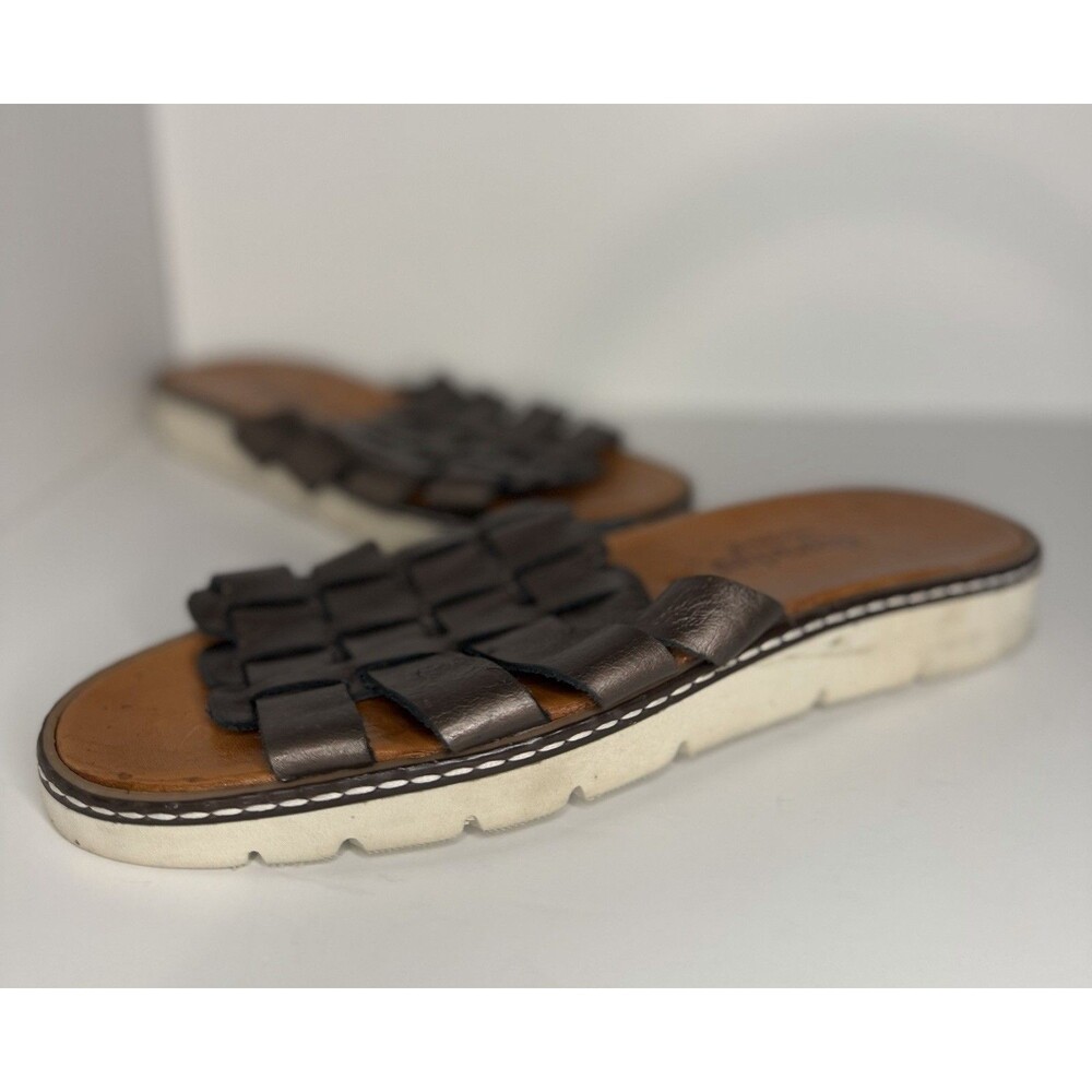 Huaraches Bearpaw Womens Sandals Metallic Bronze Leather Woven Slides Size 9